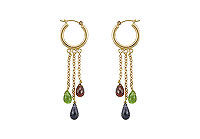 Multicolor Gemstone Drop Earrings : 14K Yellow Gold - 6.00 CT TGW