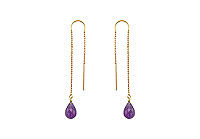 Amethyst Thread Earrings : 14K Yellow Gold - 2.00 CT TGW