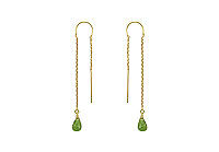 Peridot Thread Earrings : 14K Yellow Gold - 2.00 CT TGW