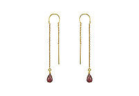 Garnet Thread Earrings : 14K Yellow Gold - 2.00 CT TGW