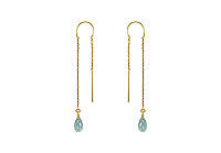 Blue Topaz Thread Earrings : 14K Yellow Gold - 2.00 CT TGW