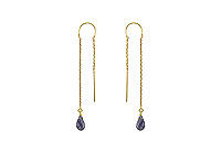 Iolite Thread Earrings : 14K Yellow Gold - 2.00 CT TGW