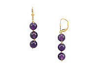 Amethyst Drop Earrings : 14K Yellow Gold - 20.00 CT TGW