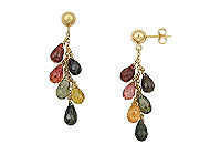 Multicolor Gemstone Drop Earrings : 14K Yellow Gold - 6.00 CT TGW