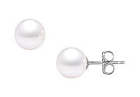 Akoya Cultured Pearl Stud Earrings : 14K White Gold  11 MM