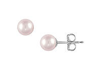 Akoya Cultured Pearl Stud Earrings : 14K White Gold  7 MM