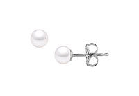 Akoya Cultured Pearl Stud Earrings : 14K White Gold  4 MM