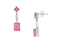 Pink Topaz and Diamond Earrings : 14K White Gold - 3.00 CT TGW