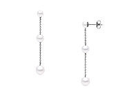 Cultured Akoya Pearl Drop Earrings : 14K White Gold