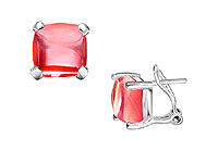 Red Chalcedony Earrings : 14K White Gold - 10.00 CT TGW