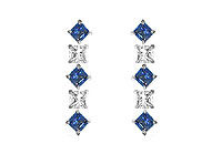 Sapphire and Diamond Earrings : 14K White Gold - 0.75 CT TGW