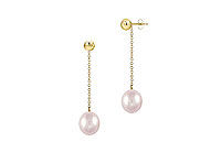Pink Akoya Cultured Pearl Earrings : 14K Yellow Gold  7 MM