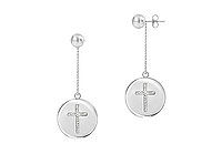 Diamond Cross Earrings : 14K White Gold - 0.25 CT Diamonds