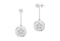Diamond Star Disc Earrings : 14K White Gold - 0.30 CT Diamonds