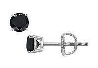 14K White Gold : Round Black Diamond Stud Earrings  0.50 CT. TW.