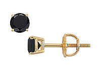 14K Yellow Gold : Round Black Diamond Stud Earrings  0.50 CT. TW.