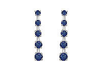 Blue Sapphire Journey Earrings : 14K White Gold - 2.00 CT TGW
