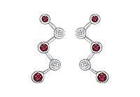 Ruby and Diamond Earrings : 14K White Gold - 1.00 CT TGW