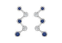 Blue Sapphire and Diamond Earrings : 14K White Gold - 1.00 CT TGW
