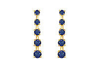 Blue Sapphire Journey Earrings : 14K Yellow Gold - 2.00 CT TGW