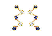 Blue Sapphire and Diamond Earrings : 14K Yellow Gold - 1.00 CT TGW