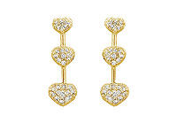 Diamond Heart Journey Earrings : 14K Yellow Gold - 0.50 CT Diamonds