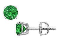 Emerald Stud Earrings : 14K White Gold - 2.00 CT TGW