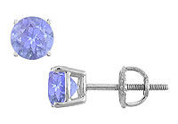 Tanzanite Stud Earrings : 14K White Gold - 2.00 CT TGW
