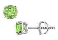 Peridot Stud Earrings : 14K White Gold - 2.00 CT TGW