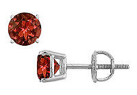 Garnet Stud Earrings : 14K White Gold - 2.00 CT TGW