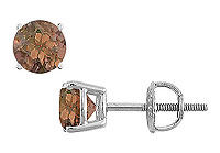 Smoky Topaz Stud Earrings : 14K White Gold - 2.00 CT TGW