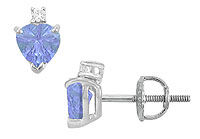 Diamond and Tanzanite Stud Earrings : 14K White Gold - 2.04 CT TGW