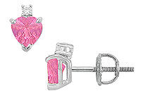 Diamond and Pink Sapphire Stud Earrings : 14K White Gold - 2.04 CT TGW