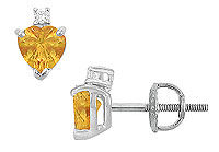 Diamond and Citrine Stud Earrings : 14K White Gold - 2.04 CT TGW