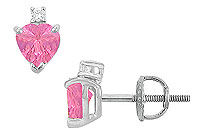 Diamond and Pink Topaz Stud Earrings : 14K White Gold - 2.04 CT TGW