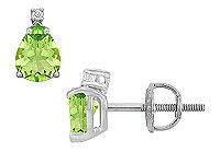 Diamond and Peridot Stud Earrings : 14K White Gold - 2.04 CT TGW