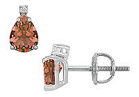 Diamond and Smoky Topaz Stud Earrings : 14K White Gold - 2.04 CT TGW