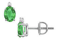 Diamond and Emerald Stud Earrings : 14K White Gold - 2.04 CT TGW