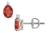 Diamond and Ruby Stud Earrings : 14K White Gold - 2.04 CT TGW