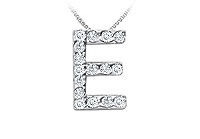 Classic E Initial Diamond Pendant : 14K White Gold - 0.15 CT Diamonds