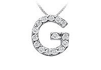 Classic G Initial Diamond Pendant : 14K White Gold - 0.15 CT Diamonds