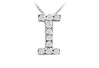 Classic I Initial Diamond Pendant : 14K White Gold - 0.10 CT Diamonds