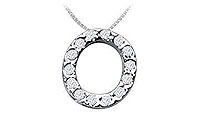 Classic O Initial Diamond Pendant : 14K White Gold - 0.15 CT Diamonds