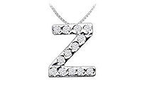 Classic Z Initial Diamond Pendant : 14K White Gold - 0.15 CT Diamonds