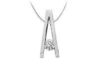 Diamond A Pendant : 14K White Gold - 0.25 CT Diamonds