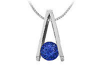Sapphire A Pendant : 14K White Gold - 0.75 CT TGW