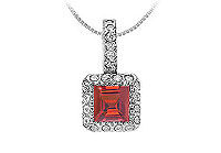 Ruby and Diamond Pendant : 14K White Gold - 0.75 CT TGW