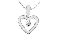 Diamond Heart Pendant : 14K White Gold - 0.10 CT Diamonds