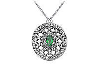 Emerald and Diamond Pendant : 14K White Gold - 1.50 CT TGW