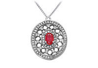 Ruby and Diamond Pendant : 14K White Gold - 1.50 CT TGW